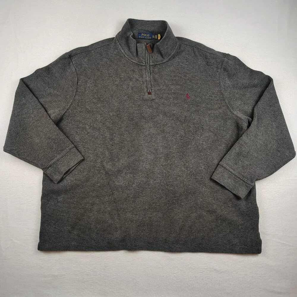 Polo Ralph Lauren Pullover Sweater Mens 2XL Gray 1/4 Zip